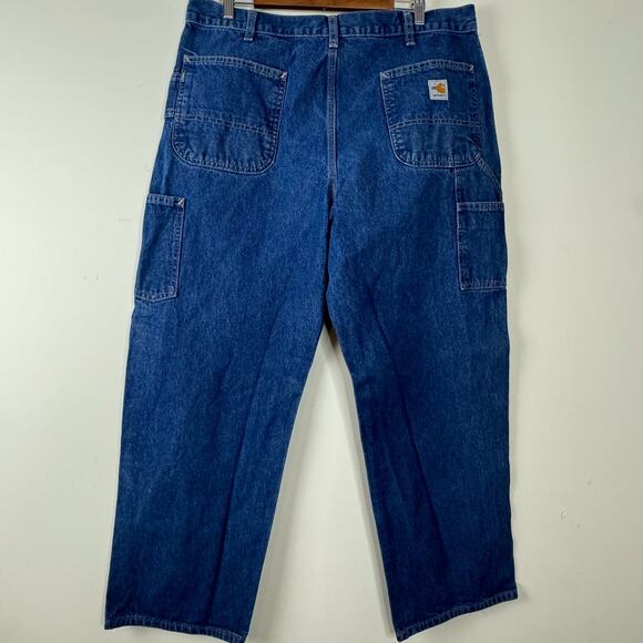 Carhartt Blue Flame-Resistant Signature Denim Dungaree Jeans Size 38x30 - Picture 5 of 8